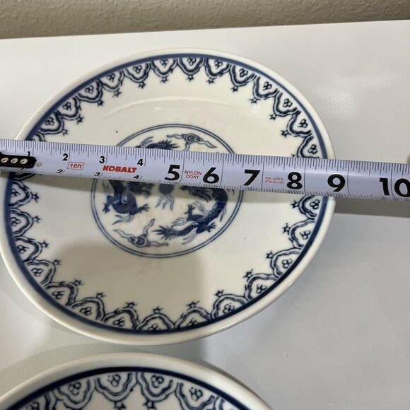 Pier 1 Imports Plates Chinese Blue Double Dragons Set of 4 (2 ~8.75" & 2 ~ 7.5") - Picture 10 of 16